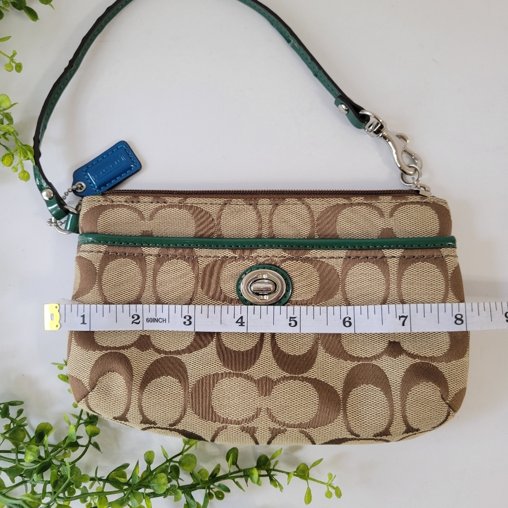 Coach Women’s Canvas Signature C's wristlet tan - Picture 7 of 13